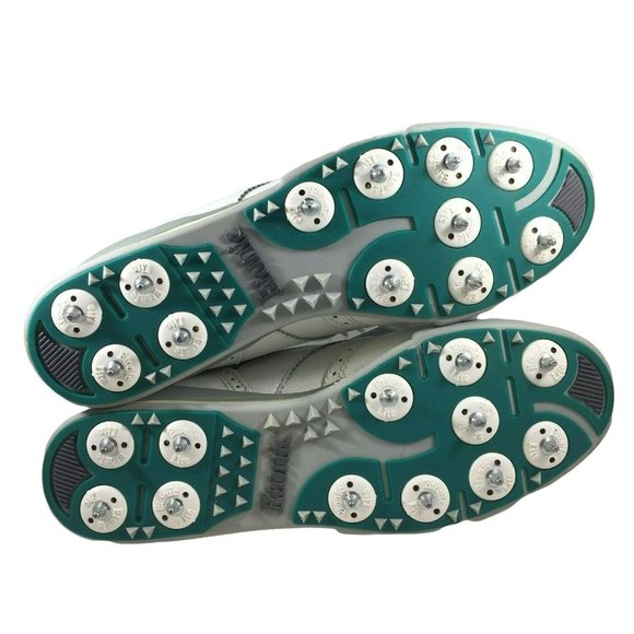 Etonic Golf Shoes ST 8500 Womens 7.5 M Kiltie Fringe White Green Teal - Picture 4 of 12